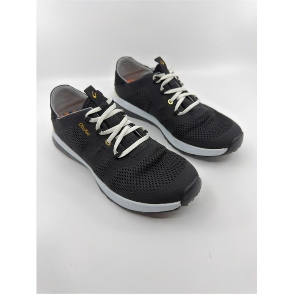 OluKai Huia Womens Sneakers Black White Mesh Training Shoes 20492-4040 Size 8